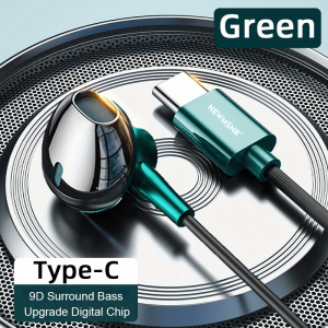 (NEW) Newmsnr 9D TYPE-C Earphones Surround Bass Headphones Built In HD Mic Earphone Original High Quality Headset Waterproof & Sweatproof Earbuds Legit Gaming Headphone For Samsung/POCO/Xiaomi/Huawei /Oppo/Vivo etc