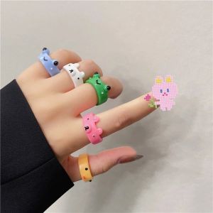 1 Pc Fashion  Retro Cartoon Acrylic Frog Index Finger Ring  Cute Candy Color Animal Ring Creative Simple Jewelry Gift