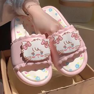 XIXITIAO Indoor slippers Soft Bottom Slippers Mikko Outdoor Summer Womens Cartoon Cat Home Beach Slippers