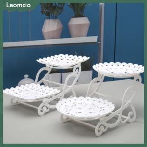 [Leomcio] 1 2pcs เค้กยืนจานคัพเค้กขนมจานสามชั้นตะกร้าผลไม้สร้างสรรค์