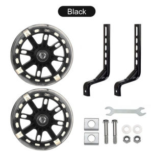 Universal Children Bike Balancer Auxiliary Wheel Kids Bike Training Wheels Black with Flash Cycling Auxiliary Wheels