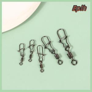 [Epih] 100pc box Stainless Steel Fishing Connector Pin 4# 6# 8#10#12# Bearing Rolling Swivel With Snap Fishhook Lure Accessories