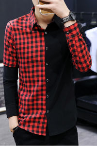 áo sơ mi áo sơ mi nam phối 2 màu phiên bản caro cực chất trẻ trung năng động và cá tính chất vải thoáng mát mềm mại - H38