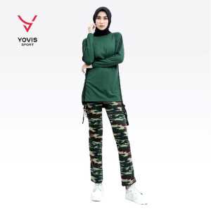 Celana Senam Cargo Loreng & Rok LorengArmy Wanita Yovis Sport / Olahraga / Gym / Jogging / Zumba.