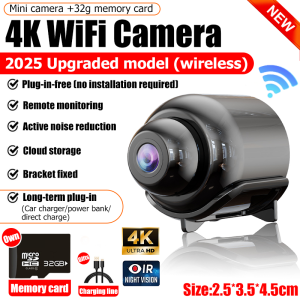[15 million pixels] 4K wireless mini cctv camera HD 32G memory card+180°wide angle/motion detection/recording/video mini camera cctv camera cctv mini tanpa wayar kamera mini murah 无线 迷你 摄像头