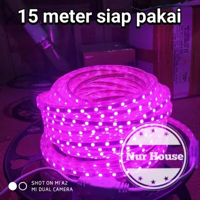 lampu hias plafon led strip ungu 15 meter lampu selang watna ungu