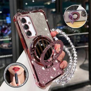For Samsung Galaxy A56 A36 A26 5G Casing Four Corners Shockproof Phone Case 3D Makeup Mirror Holder New Bracelet Softcase Cover