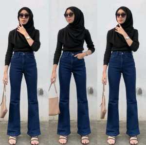 J.056-Celana Hig Waist Cutbray Kantong Depan - Celana Cutbray Polos Wanita - Celana Jeans Wanita Terbaru