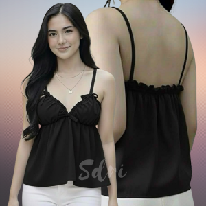 SDRI CLOVER RIBBON TOP Slim-Fitting Fit to Small to Medium Versatile Comfortable Everyday Wear Summer Top for Women Hand Wash Only