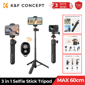 K&F Concept 60cm 3 in 1 Selfie Stick Desktop Stand BallHead Mobile phone Holder Tripod for Camera GoPro Bluetooth Remote Control
