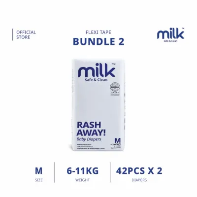 [BUNDLE] MILK Baby Diaper Flexi Tape NB44 S96 M84 L72 XL60 (2 packs)