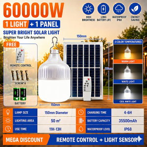 Tonys Solar T-shaped bulb lamp Zero electricity consumption throughout the year Waterproof and sun-proof Fast charging Long battery life Ships within 24 hours 30-year warranty