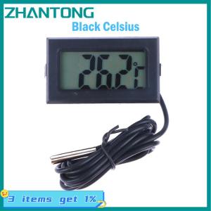 ZHANTONG เครื่องวัดอุณหภูมิดิจิตอล LCD 1ม. พร้อมโพรบกันน้ำเซลเซียส ฟาเรนไฮต์เซ็นเซอร์อุณหภูมิสำหรับตู้เย็นตู้ปลา