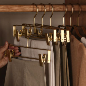 5pcs Trouser Hangers Gold/Sliver Clothes Hangers Metal Aluminum Alloy Traceless Dress Pants Drying Rack Wardrobe Storage Racks2026