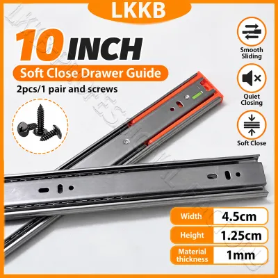 Drawer Guide Stainless Steel Full Extension Ball Bearing Heavy Duty Soft Close Slider (1PAIR)
