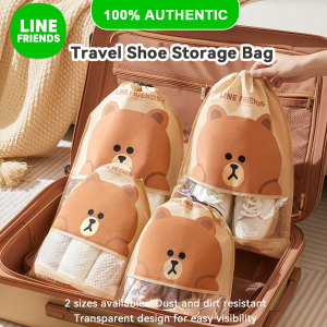 100% Authentic Line Friends Shoe Storage Bag Dustproof Non-woven Shoe Bag Drawstring Bag TransparentAnti-fouling LFB345