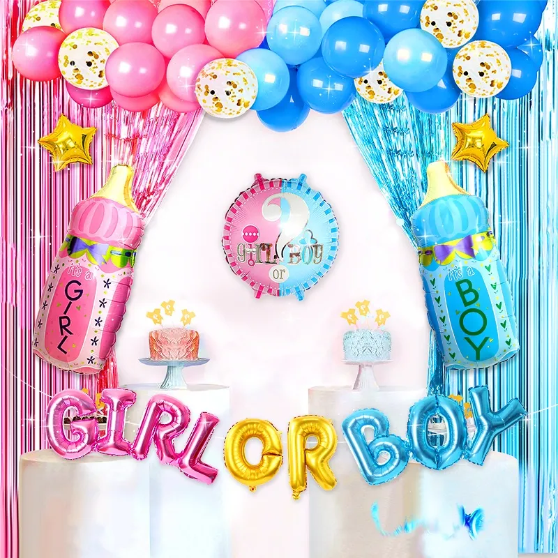 Baby Gender Reveal Decorations Set - Boy or Girl Balloons & Pink and Blue  Balloons & Boy or Girl Banner for Gender Reveal Ideas and Gender Reveal