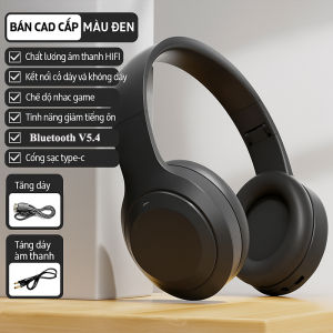 Tai nghe Bluetooth Chụp tai KR-58 bass mạnh âm thanh 8D tích hợp mic cổng AUX 3.5mm hỗ trợ thẻ nhớ thoải mái khi đeo