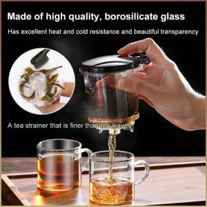 Tea Set Non-rusting Glass Teapot Food Grade One-touch Filtering of Tea Dregs Durable Safe and Non-toxic