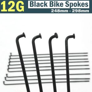 2026 Heavy Duty 12G Black Bicycle Spokes 12 Gauge 248-298mm Dia=2.5mmAnti-rust Steel Wheel Spokes for E-bike MTB BMX Bike 20pcs/Lot