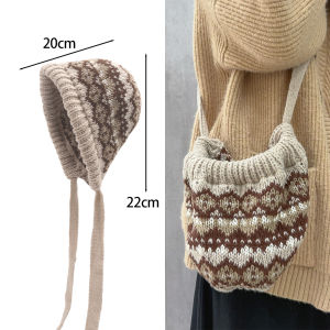 Knitted Beanie Cap Autumn Winter Warm Pullover Hat Dual-use Crossbody Bag Outdoor ColdProof Ear Protection Collar Scarf Balaclava Caps Bonnet