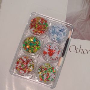 KENJE 6Pcs/Set Sparkly Colorful Eye Glitter Gel Festival Glitter Face Hair Body Nail Glitter Gel Fashion Heart Star Moon Sequins Sequin Gel Cream Face Body Decorations