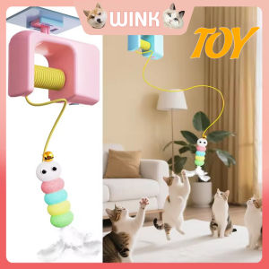 Cat Chasing Feather Toy Kitty Ball Toy Automatic Lifting Hanging Ball with Feather Toy Cat Self-entertainment Toy