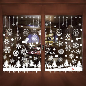 DECAL NOEL – Hít Tĩnh Điện Dán Kính Người Tuyết và  Ông Già Noel 08-JC-A75(35*50cm*2)