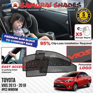 TOYOTA VIOS NCP150 2013 - 2018 X5 MAGNET KUAT Sunshade SAMURAI SHADES Magnetik Sun Shade Pelindung Matahari Kereta [FREE]