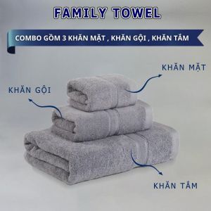 com bo 3 khăn cotton nguyên chất không xổ lông không phai màu thấm hút tốt
