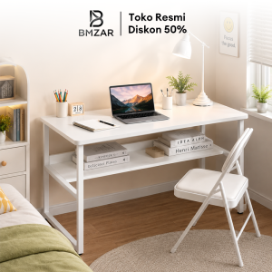 BMZAR Meja Belajar Minimalis Modern Meja Kerja Komputer Meja Kantor Rumah Multifungsi Kokoh dengan Rak