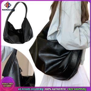 Vodool Women PU Leather Large Hobo Bags Solid Color Retro Shoulder Bag