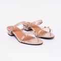 JUMBO SIZE 41-45 / Hees 3cm Bigsize Wanita Pesta / Sandal Heel Ukuran Besar Motif Piramida Beig. 