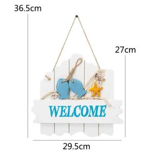 xpkQ Ocean Style Wooden Hanging Welcome Plate Welcome Sign Board Pendant Handicraft Gifts Home Coffee Shop Photo Wall Decor J6H9P
