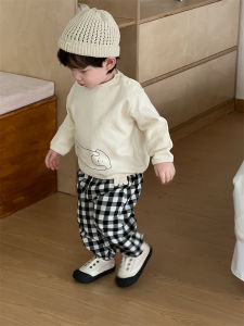 Childrens Spring Long-Sleeve Round-Neck Shirt T Striped shirt and sweatpants set Korean-style childrens clothing stylish spring outfit for baby boys