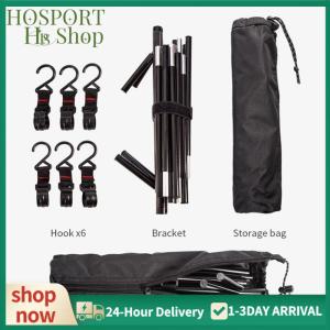 【HPS】 อุปกรณ์จัดเก็บอุปกรณ์แคมป์ปิ้งพร้อมตะขอและโครงสร้างสามเหลี่ยมพับได้ สำหรับเก็บอุปกรณ์ครัวและเครื่องมือเดินป่า ขนาดกะทัดรัดและแข็งแรงด้วยเหล็กคุณภาพสูง