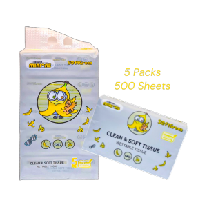 Minion Tissue Paper Wettable Tissues Soft Packs 5 Packs 500s | SoftGreen Premium Virgin Wood Pulp