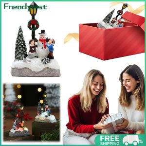 Festive Resin House Decoration with Light for Christmas Holiday Display
