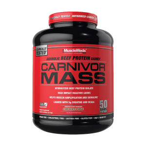 Musclemeds Carnivor Mass Beef Protein (2.72kg) - Mass Gainer Weight Gainer Sugar Free Lactose Free Cholesterol Free