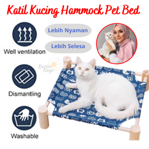 Katil Tidur Kucing Kayu Buaian Pet Cat Dog Wooden Hammock Bed Cat Bed Cat Hammock Pet Bed Removable Washable