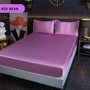 3 in 1 sejuk Cadar katil sutera satin Ice Silk Bedsheet Cooling Washed Satin Sheets Bed Sheet Pillowcase rubber around