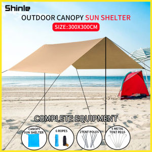 Outdoor sunshade canopy Waterproof 300X300CM camping tent shelter Beach UV protection cove Tent Poles