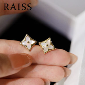 RAISS Korean Design 4 Leaf Shape Stainless Titanium Necklace Women Chain Note Fade