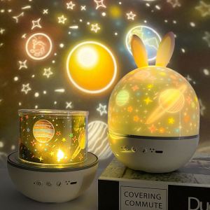 Douyin popular rabbit starry sky projection lamp Bluetooth music night light birthday gift starry projection lamp atmosphere