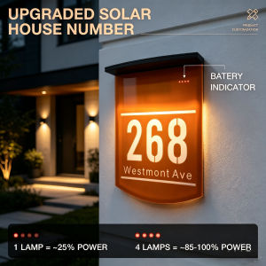 Customized House Number Solar Lights Outdoor Backlight LED Solar House Number Outdoor Door Sign Street Numbers With Solar Light