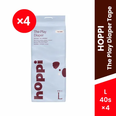 HOPPI The Play Diaper Tape Carton (× 4 packs) (NB 62s / S 56s / M 44s / L 40s)