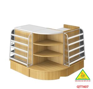 Bàn tính tiền siêu thị Bàn thu ngân thiết kế tiện lợi QTT407 - Nội thất lắp ráp Viễn Đông Adv