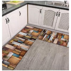 NO1 2PCS Kitchen Carpet Floor Mat Non-slip Thicken Doormat Rugs Kitchen Mats Bathroom Carpets size (2 PCS)40X60 40X120...#020