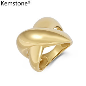 Kemstone Women’s Gold Plated Stainless Steel Ring Glossy Minimalist Design
