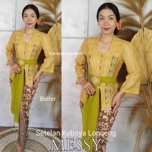 Kanaya Setelan kebaya bali modern Brokat Messy Lonceng Kancing Kait dan Rok Moscreft selendang panjang batik kebaya wisuda pengantin